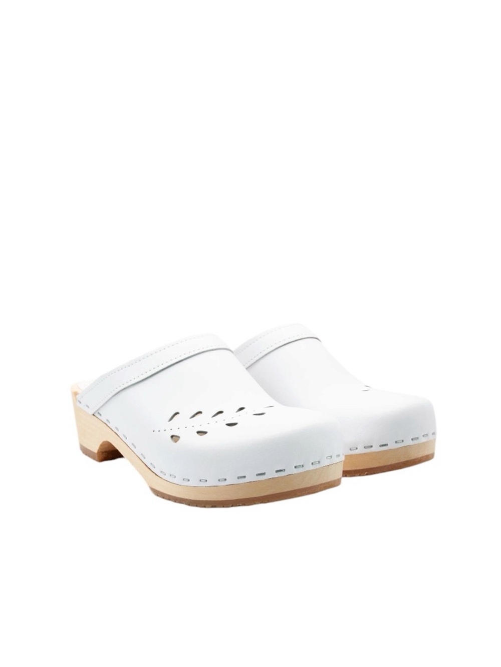 NEW Verka “Blomma” Swedish Snow White Leather Mule Clogs Size 9.5